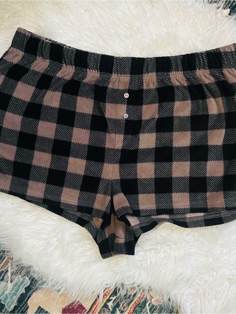 Victoria’s Secret Buffalo Plaid Sleep Shorts - Black & Brown